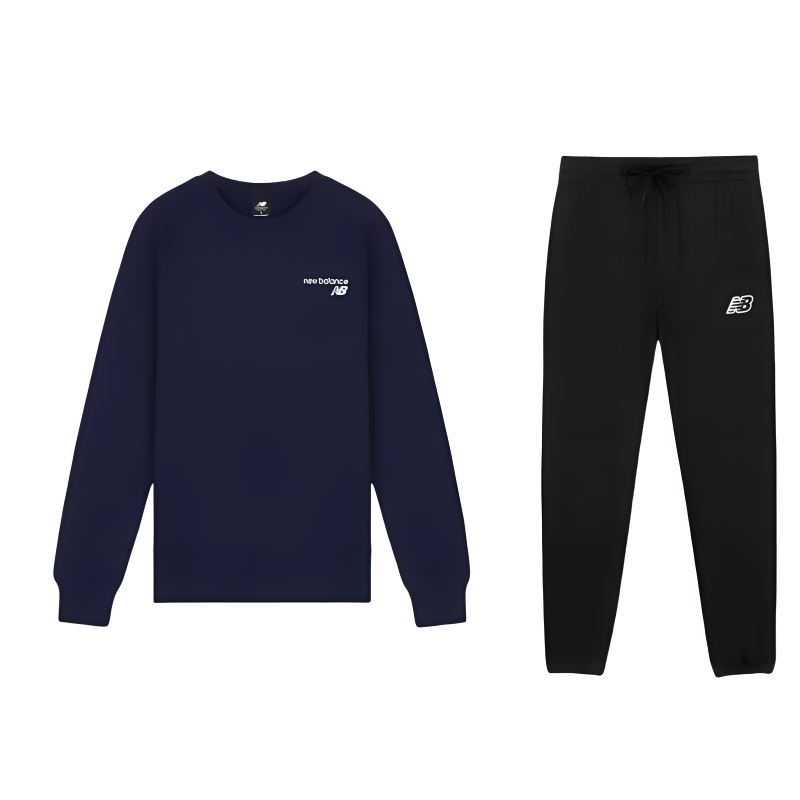New Balance New Balance Solid Color Fleece Lined Fashion Crew Neck Long Sleeved Sweatshirt With Lace Up Mid Rise Pants