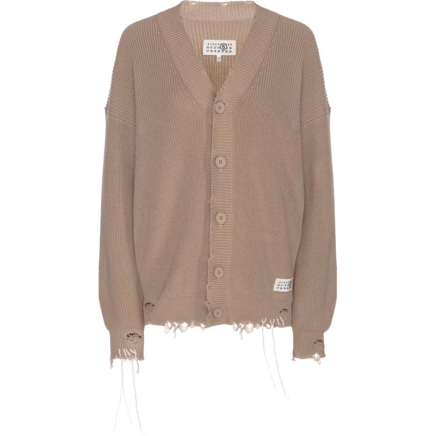 MM6 Maison Margiela Distressed V Neck Cardigan