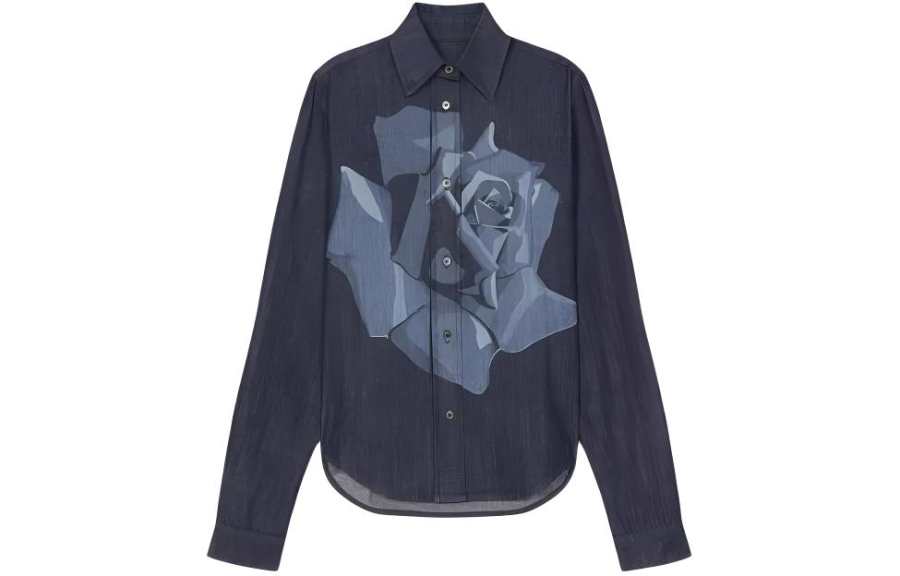 KENZO KENZO Rose print Denim Shirt