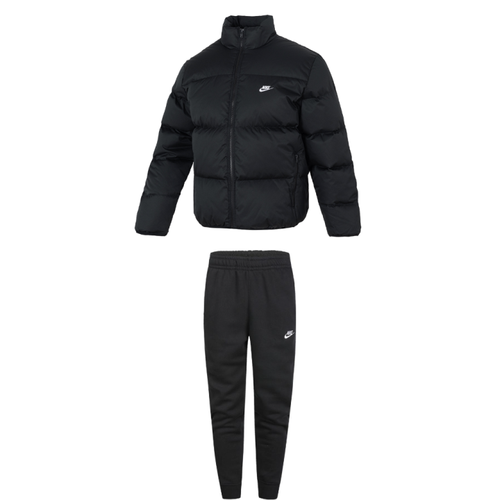 Nike Nike Puffer Jacket Short Thermal Coat Comfortable Fleece Lined Pants Casual Sportswear Men's Black