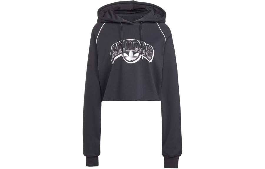 Adidas Originals Cropped Hoodie Sweatshirt Women's Black