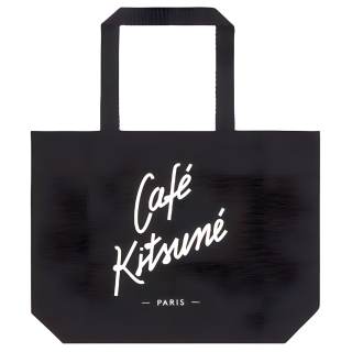 Maison Kitsune Cotton Tote Bag, Shopping Bag, Handbag Unisex Black