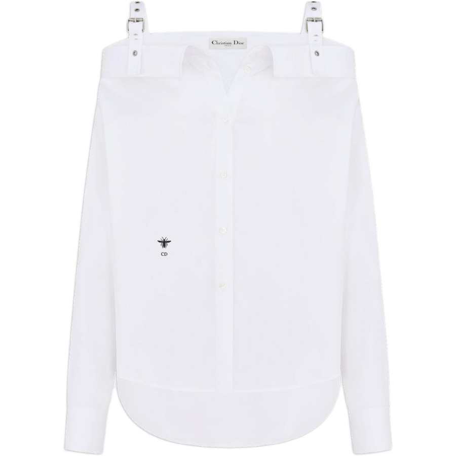 DIOR Shirts Women's White Wide Spread Collar Moderate
