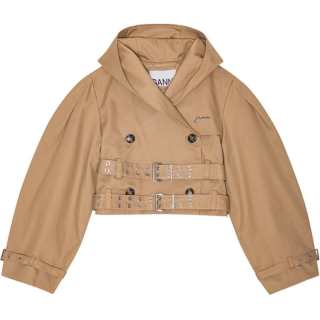 Ganni Double Breasted Short Trench Jacket