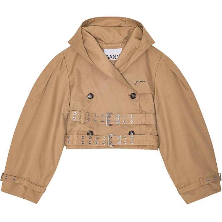 Ganni Double Breasted Short Trench Jacket