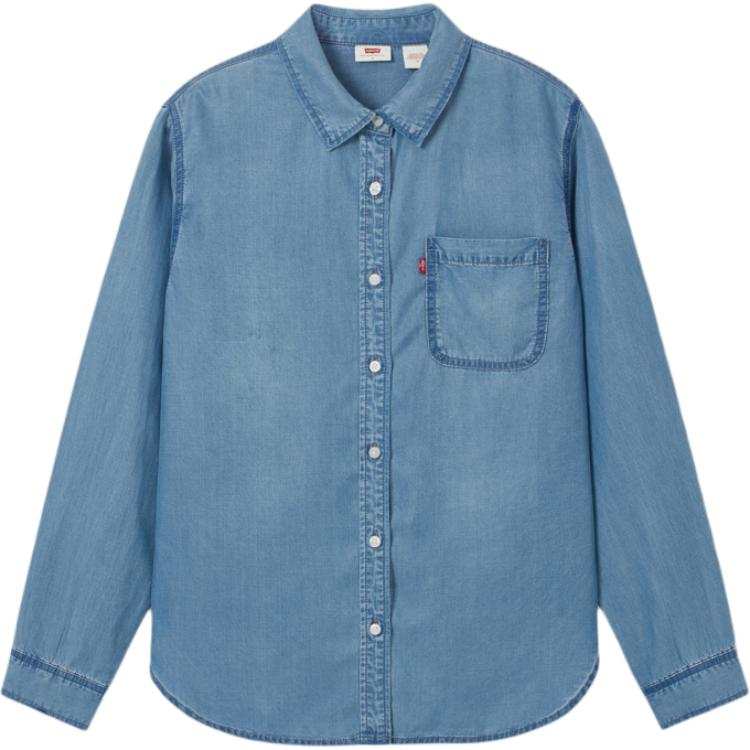 Levis Levis Shirts Women's Blue Lapel Moderate Denim