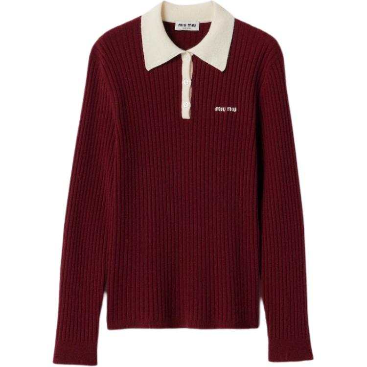 MIU MIU Long Sleeved Knitted Polo Shirt