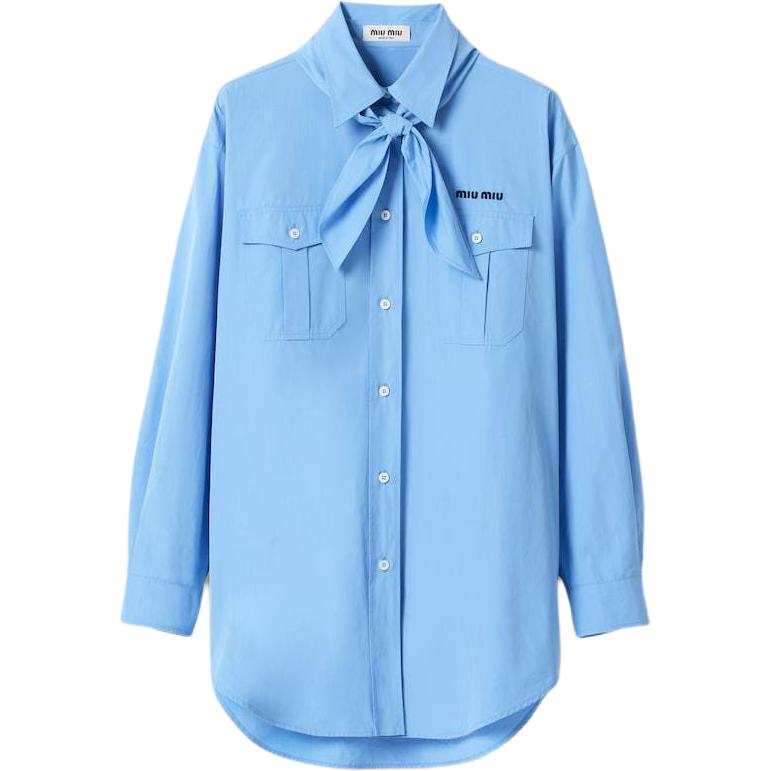 MIU MIU Scarf Detailed Button Up Poplin Shirt