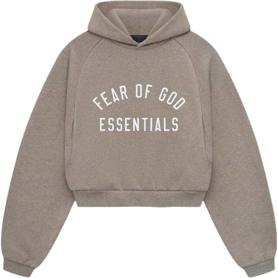 Fear Of God Essentials Women's Fleece Cropped Hoodie FW24 Heather Gray