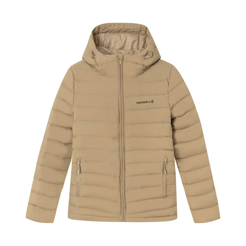 MERRELL MERRELL Down Jackets Women's Light Gray Hooded Moderate Quilted Down Jacket