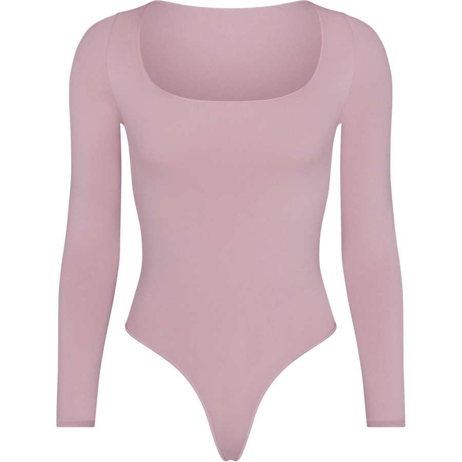 Skims FW24 ESSENTIAL LONG SLEEVE SCOOP NECK BODYSUIT Jumpsuit Women's DUSK/Nightfall Color