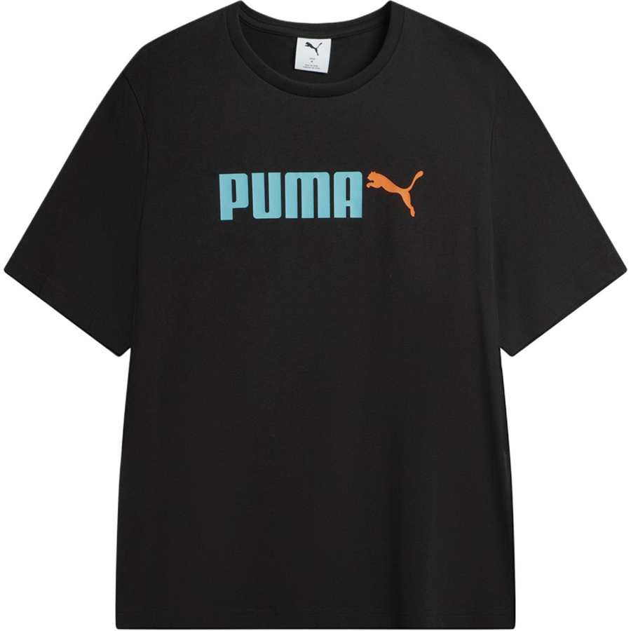 PUMA T Shirts Unisex Black Crew Neck Moderate