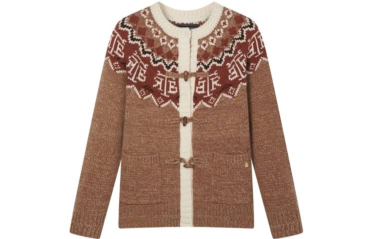 Teenie Weenie Knitwear Women's Brown Crew Neck Moderate Cardigan