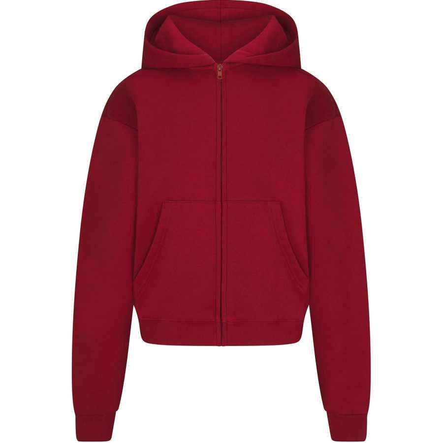 Skims Holiday Collection FW24 COTTON FLEECE CLASSIC ZIP UP HOODIE Sweatshirt Women's BRICK/Brick Red