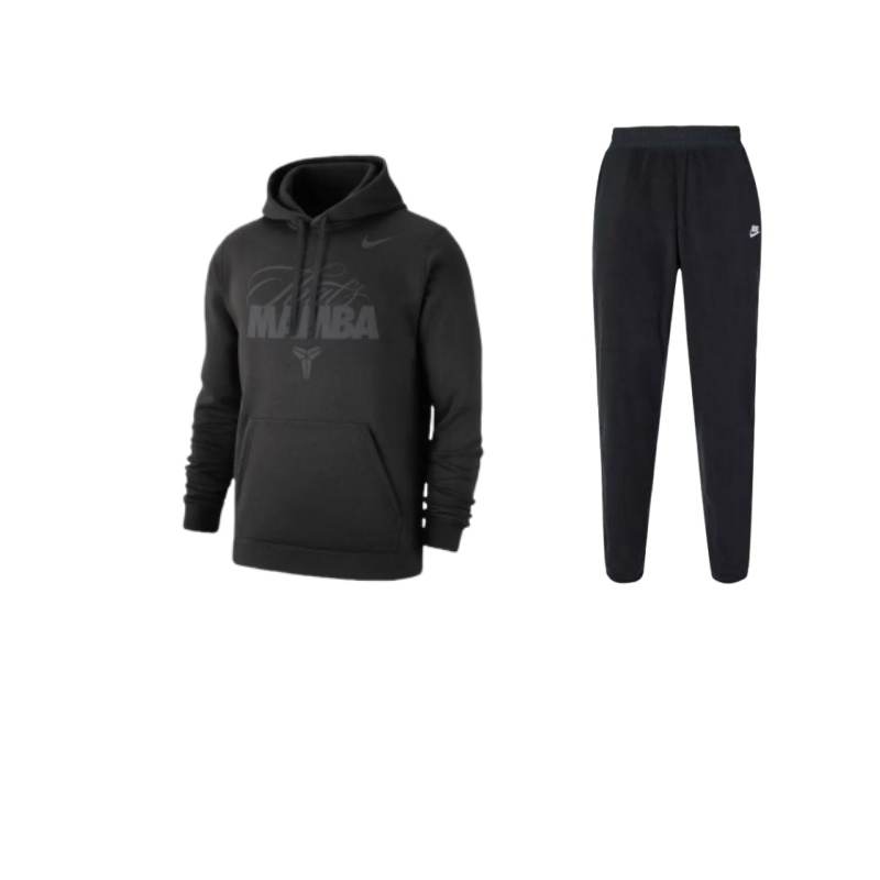Nike Nike Letter Print Hooded Pullover Fleece Lined Long Sleeved Sweatshirt With American Mid Rise Pants Casual Sportswear