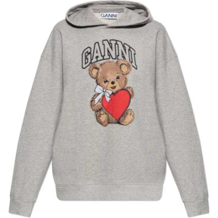 Ganni Bear Printed Drawstring Hoodie