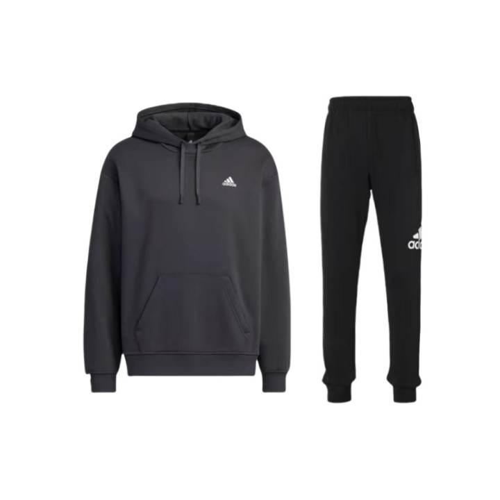 Adidas Adidas Brand Logo Kangaroo Pocket Hooded Long Sleeved Training Fleece Lined Thermal Knitted Fabric Pants