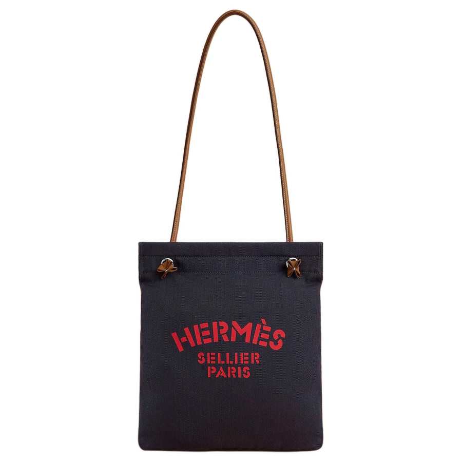 HERMES Aline Herringbone Canvas Shoulder Bag Women's Indigo & Gold