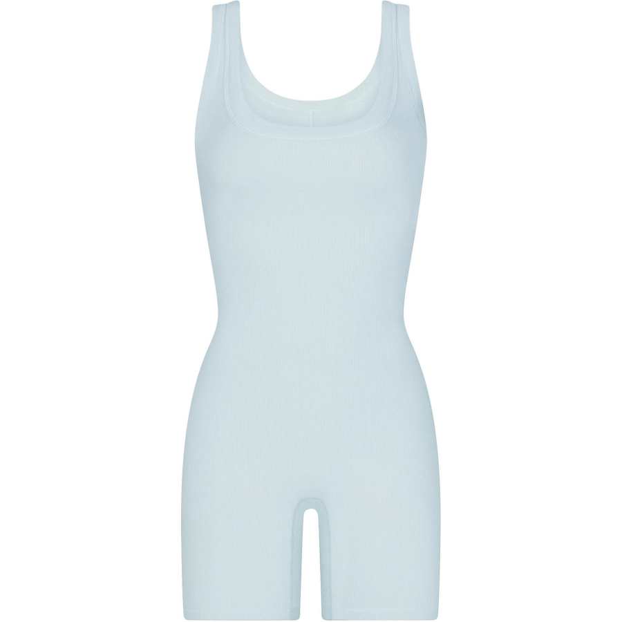 Skims SS24 Summer Collection Cotton Rib Onesie Jumpsuit Women's OPAL/Opal