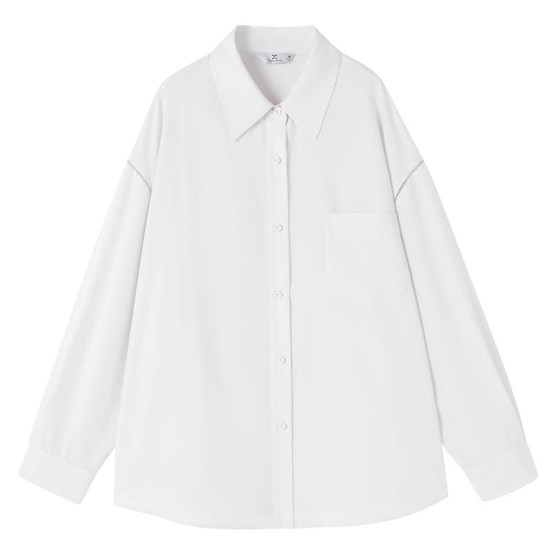 XIANGYING Shirts Women's White Lapel Thin Workwear