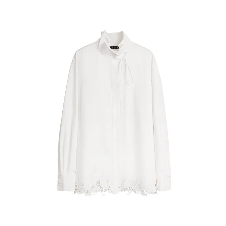 ELLE Shirts Women's White Stand Collar Moderate Shirt