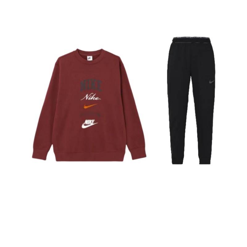 Nike Nike Club Fleece American Letter Crew Neck Fleece Lined Long Sleeved Vintage Sweatshirt With Elastic Pants
