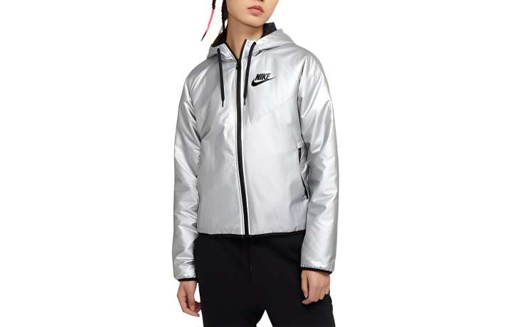 Nike Nike Jackets Women's Metallic Silver/Black Hooded Moderate Other