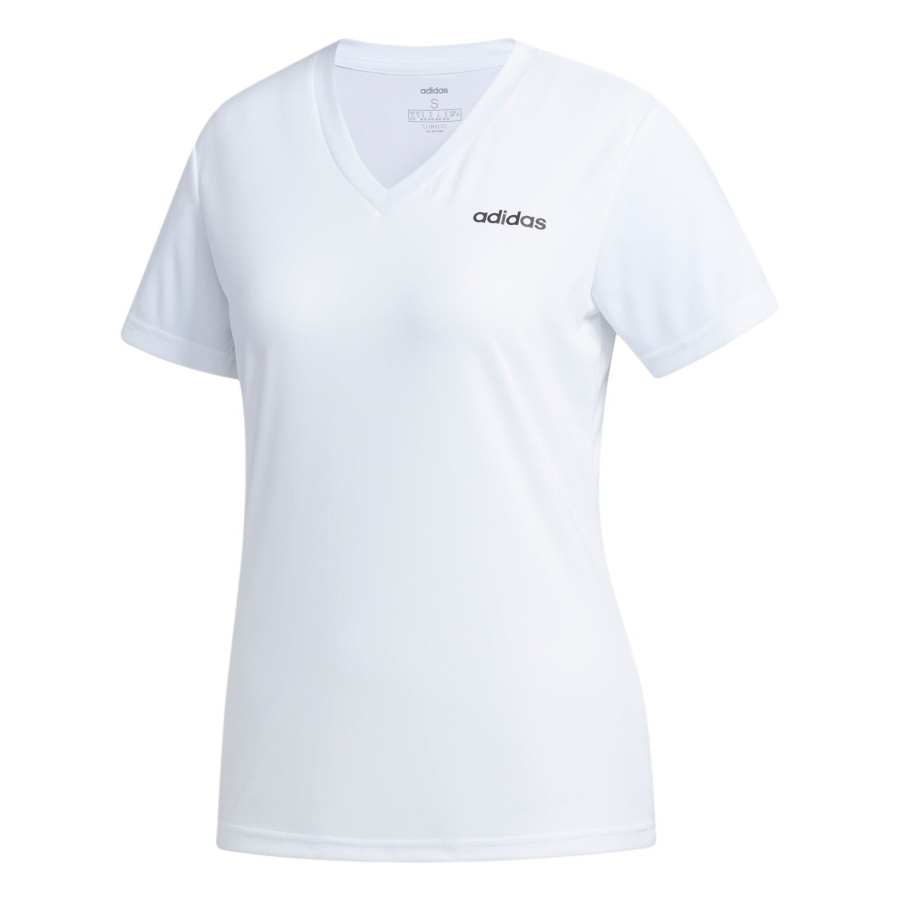 Adidas Adidas T Shirts Women's White V Neck Moderate Nipped In Waist