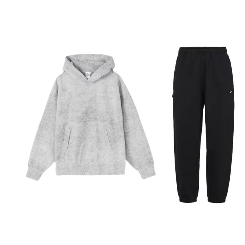 Nike Nike Casual Sportswear Unisex Light Gray/Black Hooded Moderate