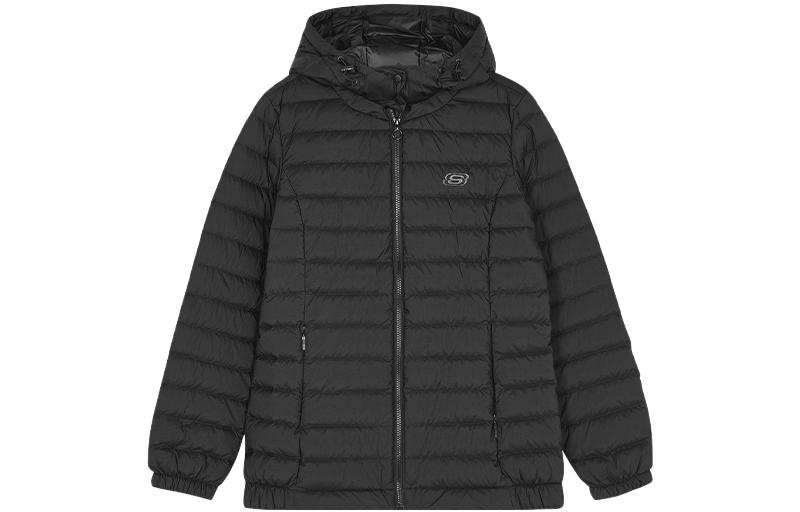 Skechers Colorful Down Jackets Women's Carbon Black/0018 Hooded Moderate Quilted Down Jacket