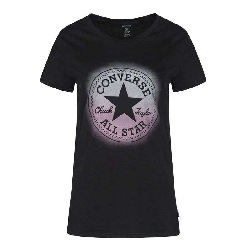 Converse T Shirts Women's Black Crew Neck Moderate