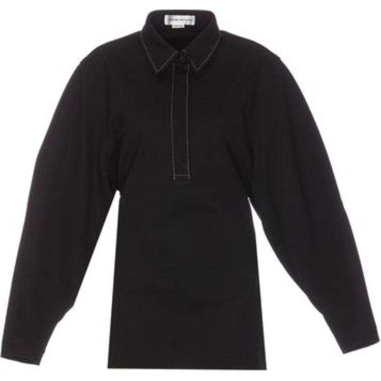 Victoria Beckham Contrast Stitch Long Sleeved Polo Shirt