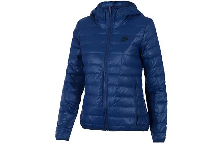 Nike Nike Down Jackets Women's Blue Hooded Moderate Down Jacket
