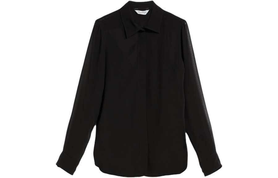 MaxMara MaxMara Manche Collection Silk Georgette Shirt Women's Black