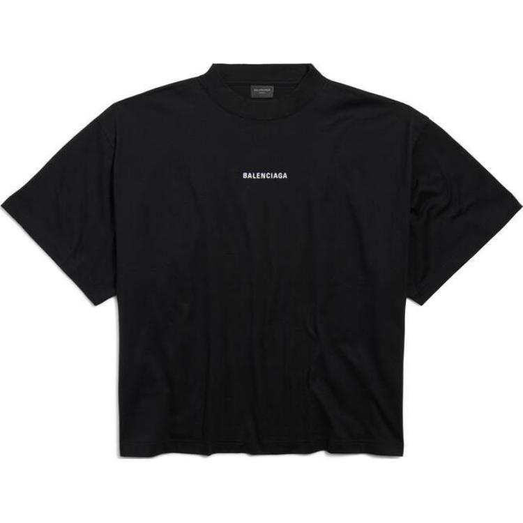 Balenciaga Logo Embroidered Mockneck T Shirt
