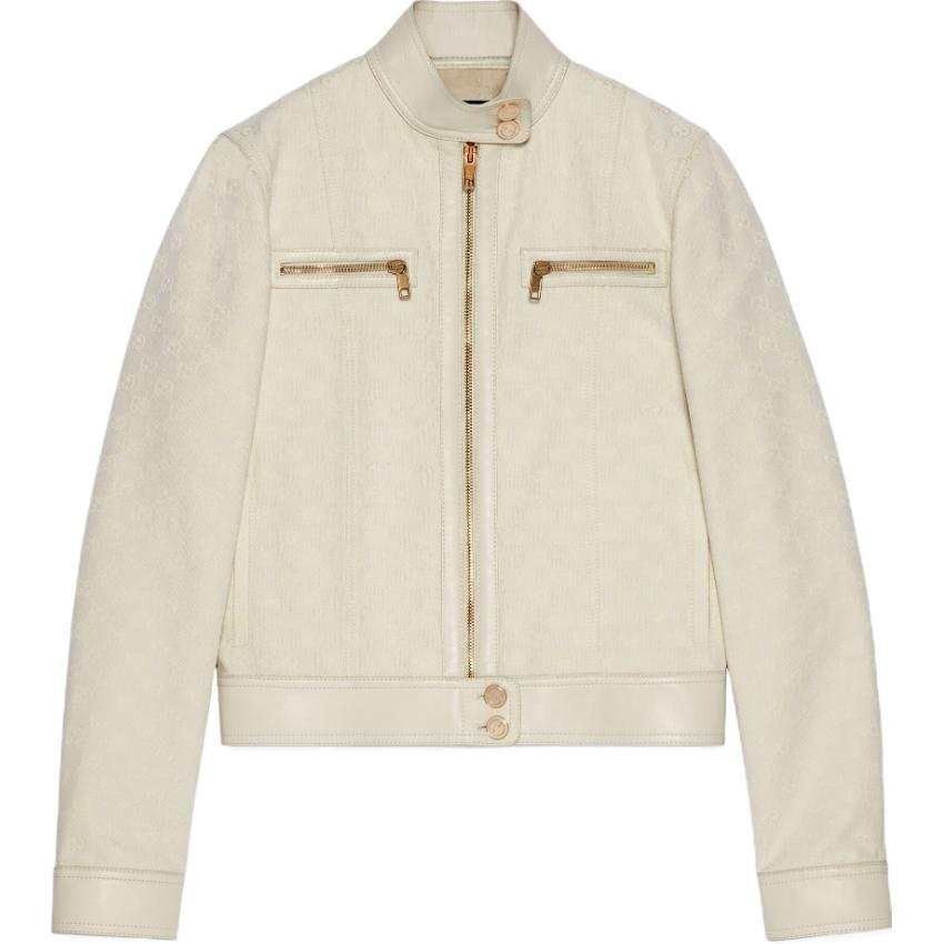 GUCCI Jackets Women's Beige Stand Collar Moderate