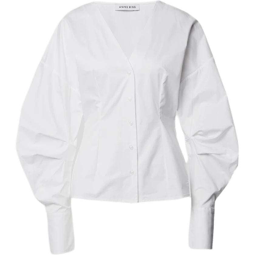 Anine Bing Shirts Women's White V Neck Straight Fit
