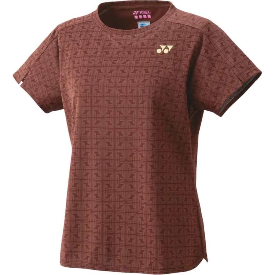 YONEX T Shirts Women's Brown Crew Neck Moderate Straight Fit