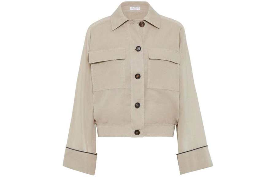 Brunello Cucinelli Monili-Embellished Button-Up Blouson Jacket