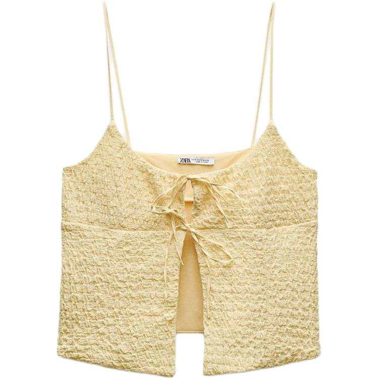 ZARA Camisoles Women's Yellow Crew Neck Moderate Other