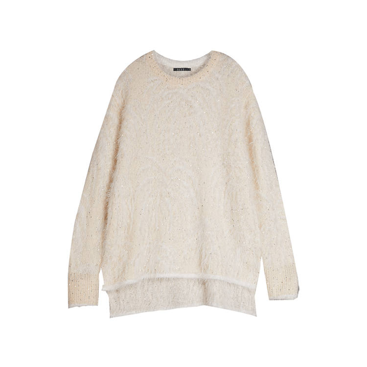 ELLE XU ZHI Knitwear Women's White Crew Neck Moderate