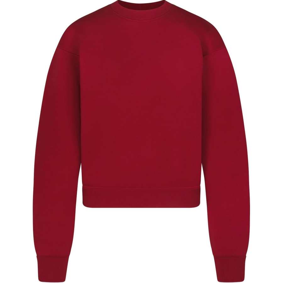 Skims Holiday Collection FW24 COTTON FLEECE CLASSIC CREWNECK Sweatshirt Women's CRANBERRY/Cranberry