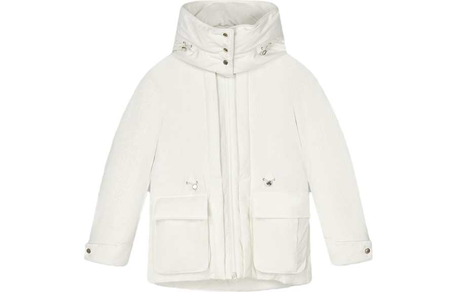 FILA Down Jackets Women's Ice Cream White Hooded Moderate Down Jacket