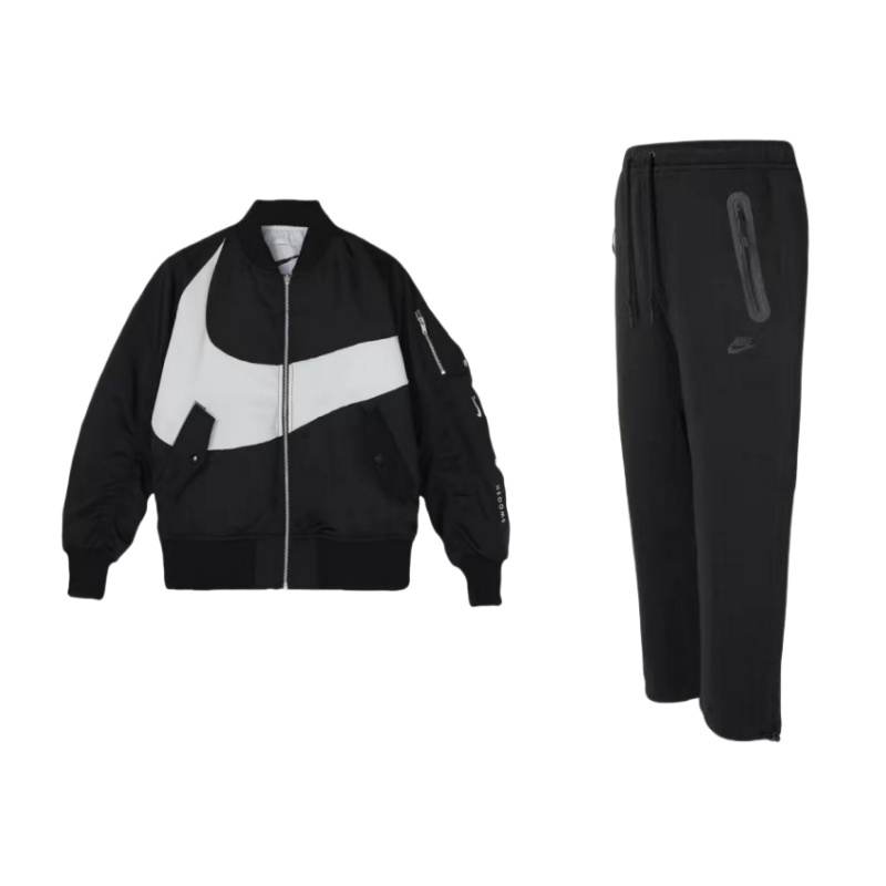 Nike Nike Color Block Large Logo Reversible Loose Fit Pilot Long Sleeved Fleece Lined Knitted Fabric Pants Casual Sportswear