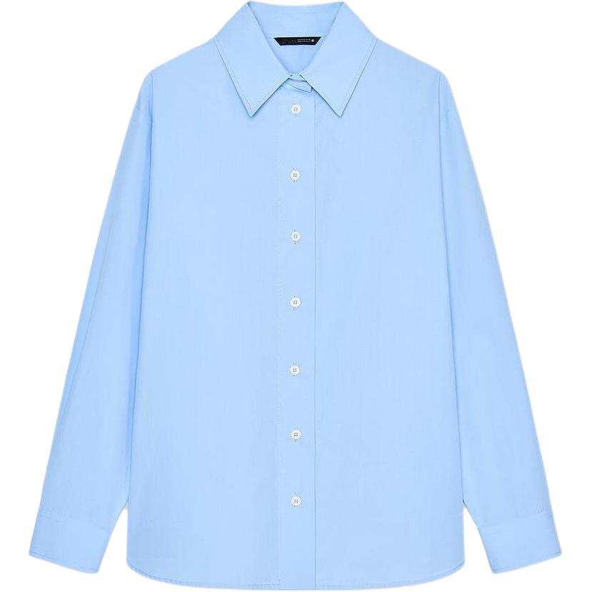 ZARA Shirts Women's Sky Blue Lapel Moderate