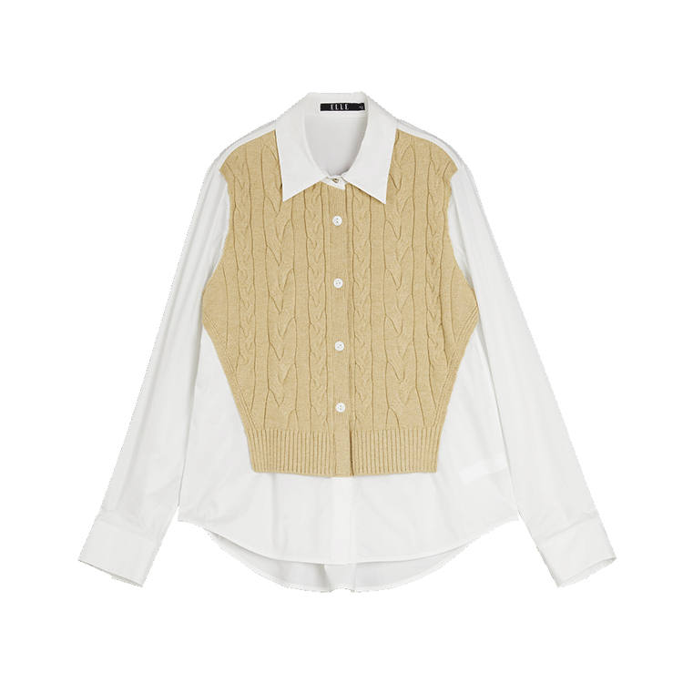 ELLE Shirts Women's Camel Lapel Moderate