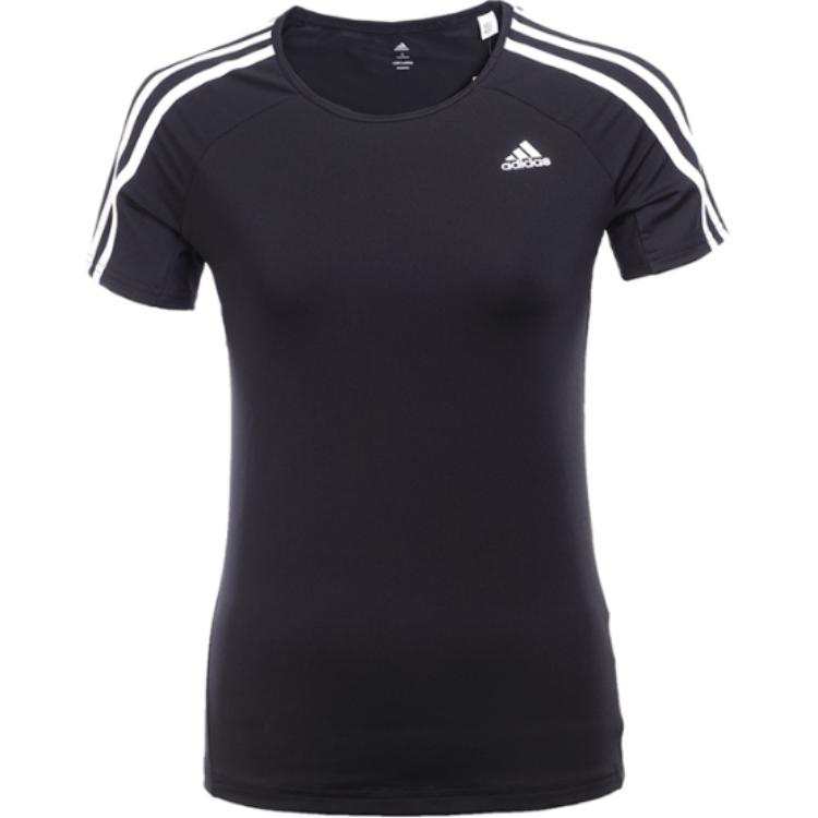 Adidas Adidas T Shirts Women's Black Crew Neck Moderate Nipped In Waist