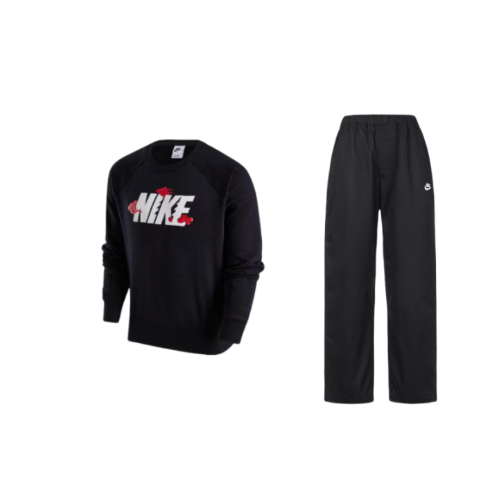 Nike Nike Dragon Soaring New Year Collection Logo Brushed Round Collar Long Sleeve Straight Fit Solid Color Pants