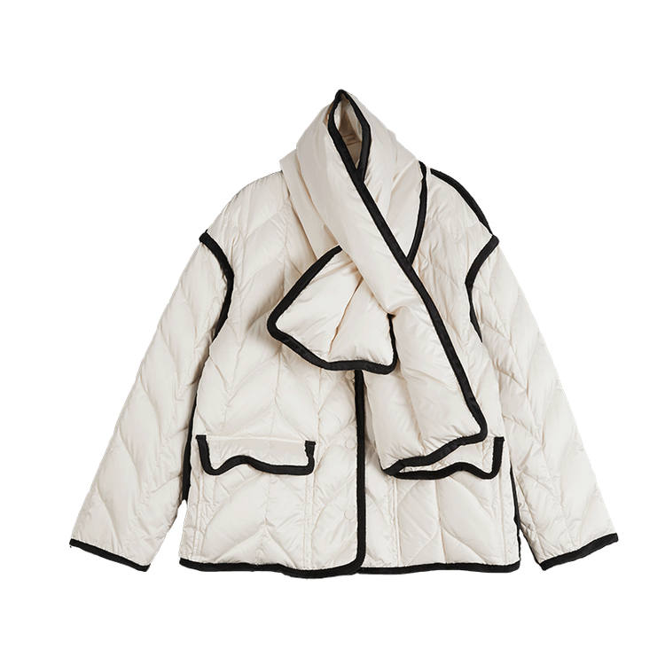 ELLE Down Jackets Women's Ecru V Neck Thickened Other