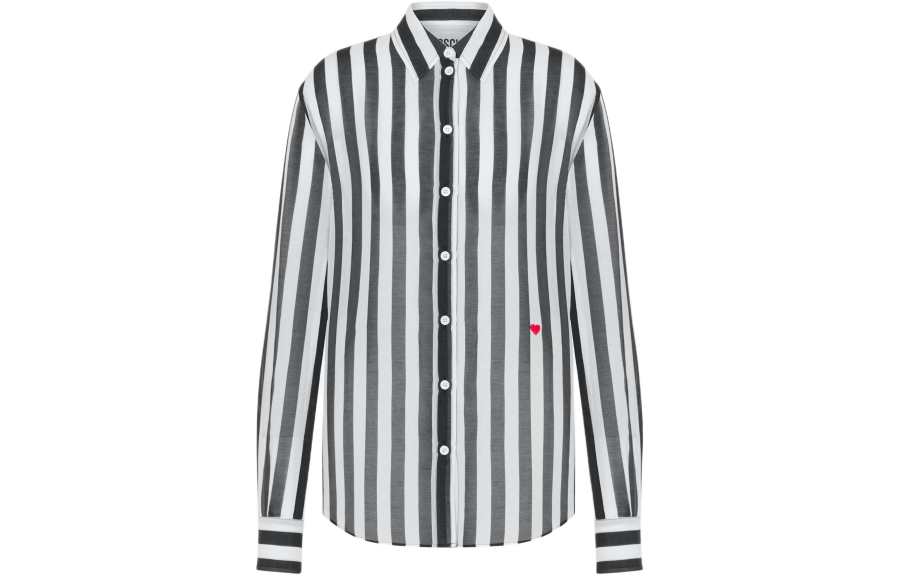 MOSCHINO Archive Stripes Cotton And Silk Muslin Shirt Women's Black